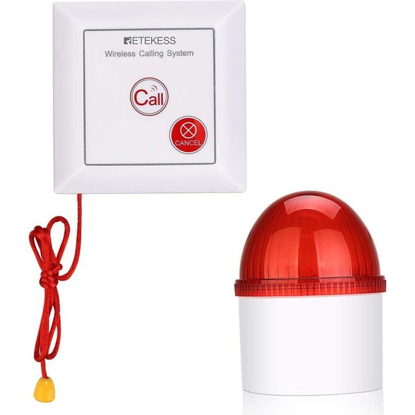 Retekess TH103 Sistema Di Allarme Domestico Di Emergenza, Pulsante Impermeabile Con Cavo Sos, Pulsante Di Chiamata Di Emergenza Per Anziani-image
