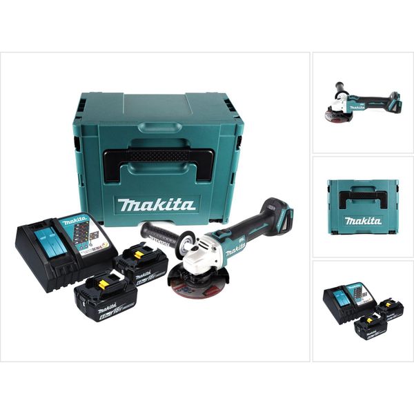 Smerigliatrice Angolare A Batteria Makita Dga 504 Rgj 18 V 125 Mm Brushless + 2X Batteria Ricaricabile 6,0 Ah + Caricabatterie + Makpac-image