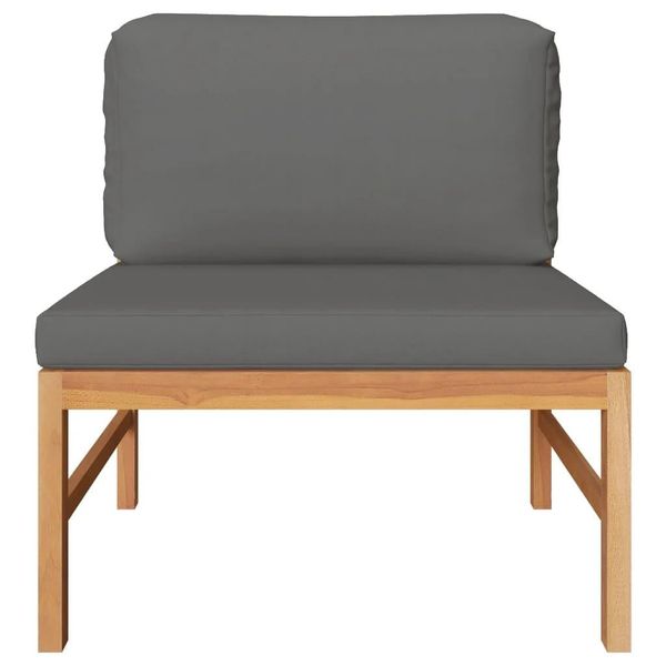 Syfax™ Divano Centrale Con Cuscini Grigio Scuro In Massello Di Teak-image