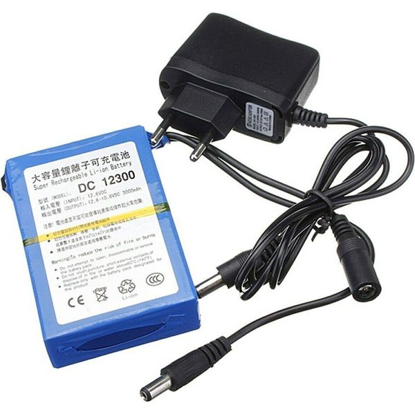 Topchances DC12300 Batteria Ricaricabile Per Fotocamere, 12 V Dc, 3000 Mah, Agli Ioni Di Litio, Ricaricabile, Con Coperchio Ue-image