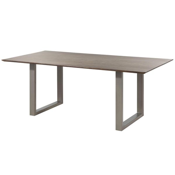 MASSIVMOEBEL24 | Tavolo Da Pranzo In Legno Di Acacia 200X100X76 Grigio Scuro Laccato Swiss Edge-image
