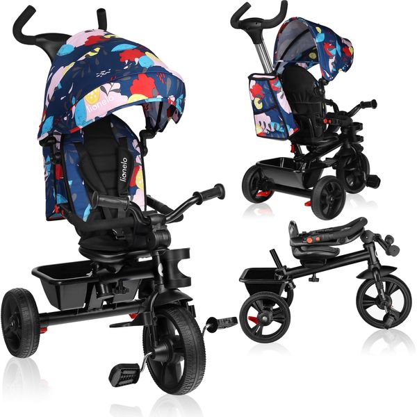 Lionelo Haari Triciclo Per Bambini Triciclo Per Bambini Manubrio Bici Carrozzina Blu Scuro-image