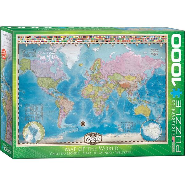 Puzzle Da 1000 Pezzi - Puzzle - Mappa Del Mondo - Mappa Del Mondo + Cornice In Alluminio Per 1000 Pezzi-image