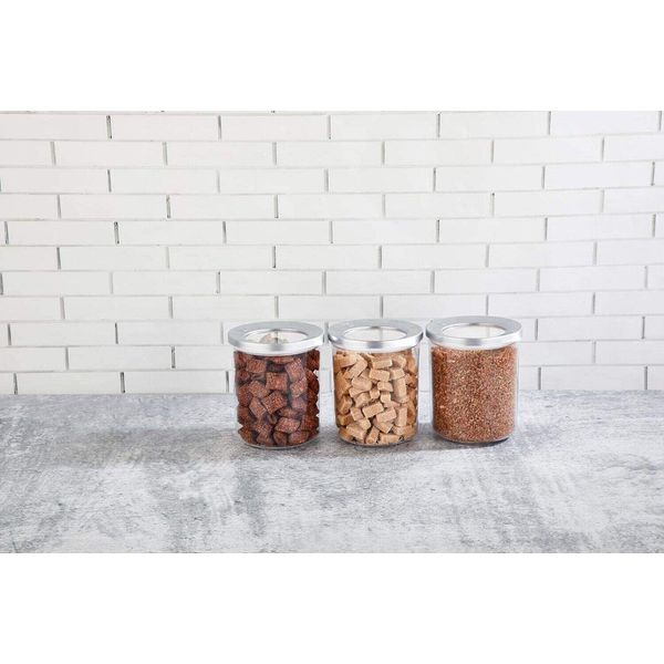 Vip Ahmet 3X 700Ml Set Di 3 Contenitori Per Alimenti Rotondi Con Coperchio Cromo Trasparente-image