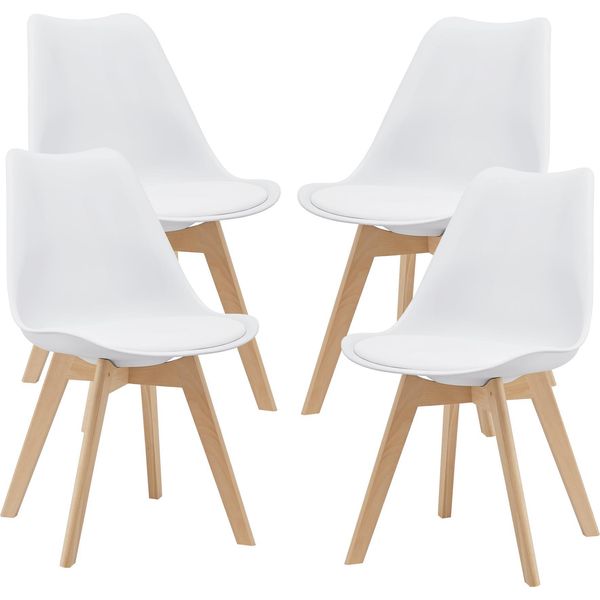 Sedia Da Pranzo 'FläTen' Set Di 4 Sedie Imbottite In Ecopelle Bianca-image