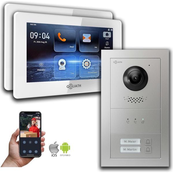 Videocitofono Ip Goliath: 7 Pollici 2 Case Famiglia, Display, Argento : Scatola Da Esterno : 7 Pollici In Bianco : 4 Connessioni Poe Tramite:: 4 Selezione Monitor Poe: 7 Pollici In Bianco Scatola Di Montaggio Per Campanelli: Scatola Da Esterno-image