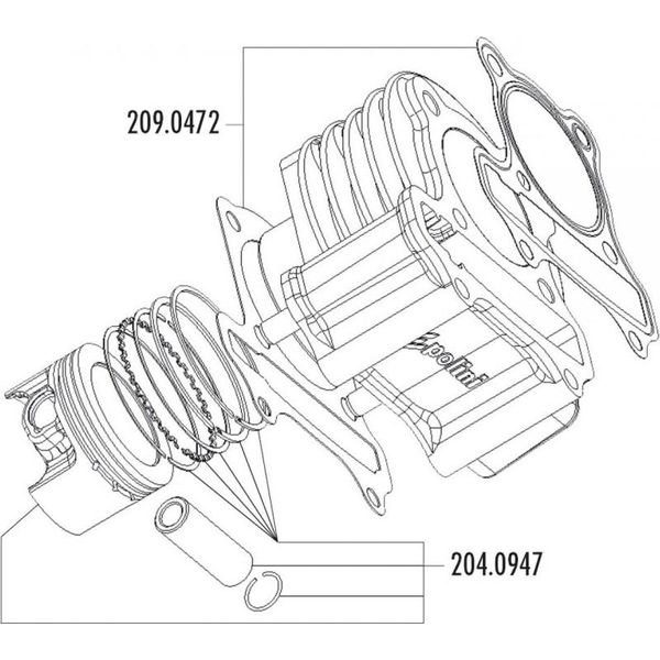 Set Guarnizioni Cilindro Polini 221Cc 69Mm Per Lml 200 4T (Modello A Carburatore)-image