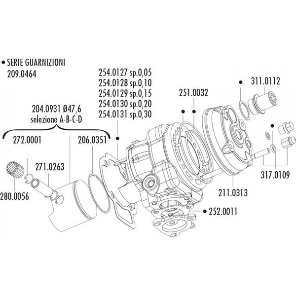 Guarnizioni Testa Cilindro Polini Big Evolution 70Cc 47,6Mm Per Minarelli Lc, Piaggio Lc-image