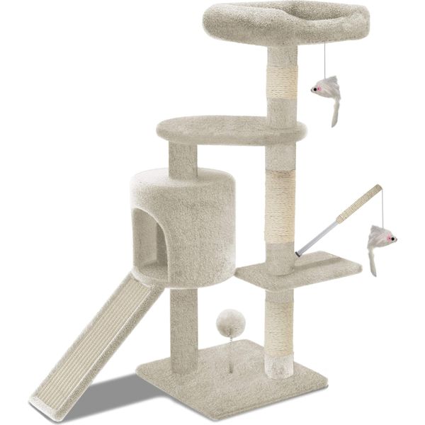 Vounot Tiragraffi In Sisal Naturale Con Cuccia Albero Per Gatti Operabile.-image