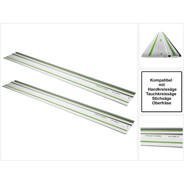 Festool Fs 1080/2 Guida 1080 Mm, Per Seghe A Mano, Seghe A Tuffo E Seghetti Alternativi / Fresatrici, 2 Pz. (2X 491504)-image