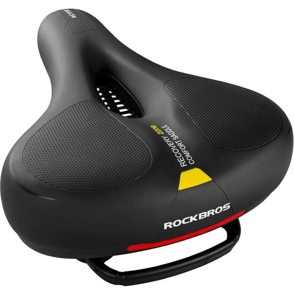 Rockbros Sella Bicicletta Uomini Donne Sella Ergonomica Mtb Bicicletta Da Strada 26 * 22Cm Nero Giallo-image