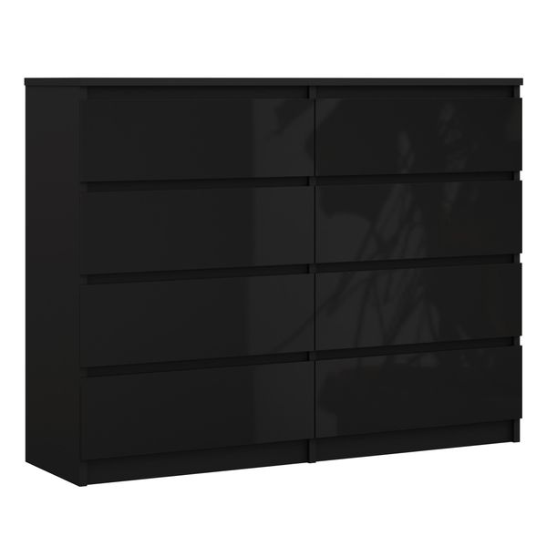 Cassettiera 8 Cassetti, Colore: Nero Opaco / Nero Lucido, 120 X 101 X 39 Cm-image