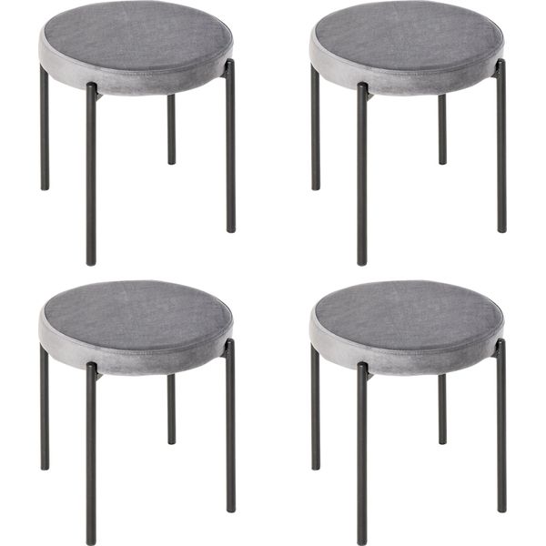 Homcom Set Di 4 Sgabelli Per Sala Da Pranzo Impilabili Sgabello Da Cucina Sgabello Da Bar Tocco Di Velluto Cucina Moderna Sala Da Pranzo Poliestere Acciaio Grigio 41,5 X 41,5 X 46 Cm-image