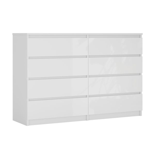 Cassettiera Con 8 Cassetti, Bianco Opaco / Bianco Lucido, 138 X 101 X 39 Cm-image