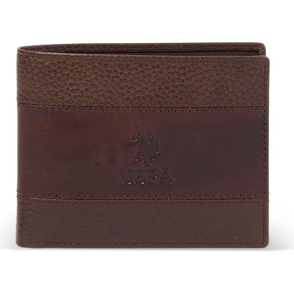 U.S. Polo Assn. Pelle Portafoglio Horizontal Wallet With Coin And Flap Brown Marrone-image