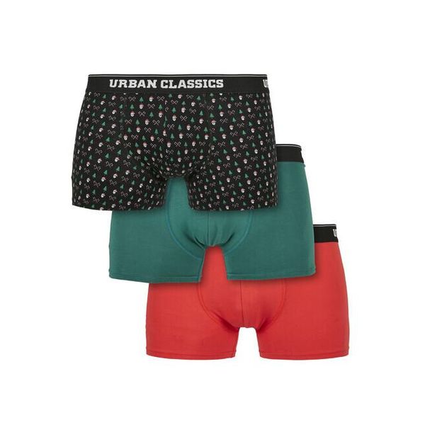 Urban Classics Organic X-Mas Boxer Shorts 3-Pack Nicolaus Aop+Treegreen+Popred - 4XL-image