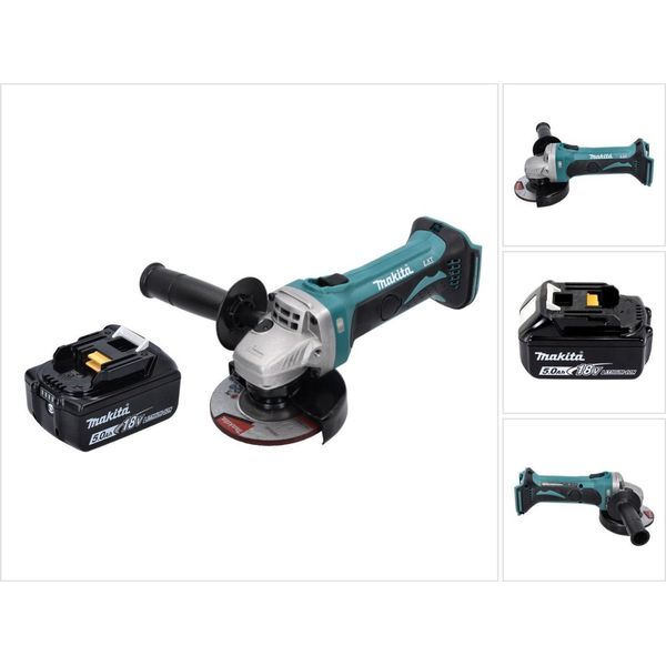 Smerigliatrice Angolare A Batteria Makita Dga 452 T1 18 V 115 Mm + 1X Batteria Ricaricabile 5,0 Ah - Senza Caricabatterie-image