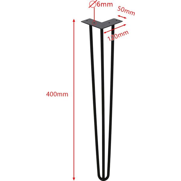 Clanmacy 4 Pezzi Gambe Da Tavolo In Metallo Nero Corridori Da Tavolo Gamba Da Tavolo A Forcina 12 Mm, Gambe A Forcina In Acciaio, Gamba A 3 Barre, 35 Cm-image