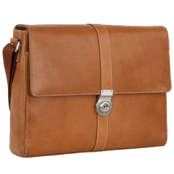 Leonhard Heyden Pelle Borsa A Tracolla Borsa A Tracolla Con Scomparto Per Laptop Bergamo Messenger Bag Light Brown Marrone-image