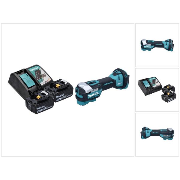 Utensile Multifunzione A Batteria Makita Dtm 52 Rt 18 V Starlock Max Brushless + 2X Batteria Ricaricabile 5,0 Ah + Caricatore-image