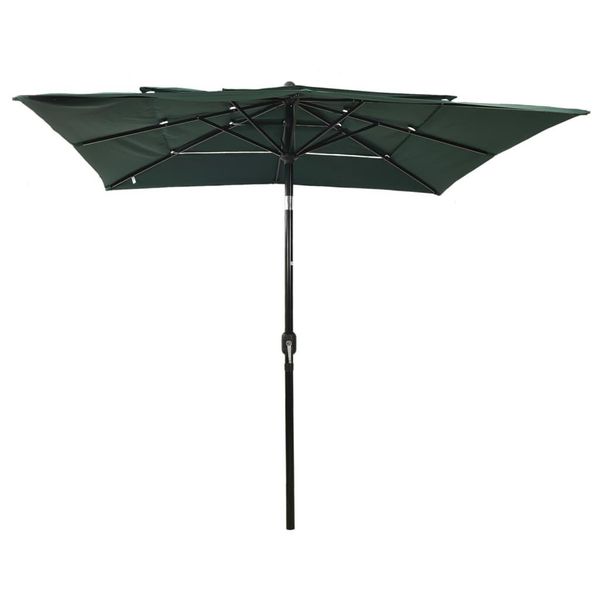 Vidaxl Ombrellone Con Palo In Alluminio A 3 Strati Verde 2,5X2,5 M-image