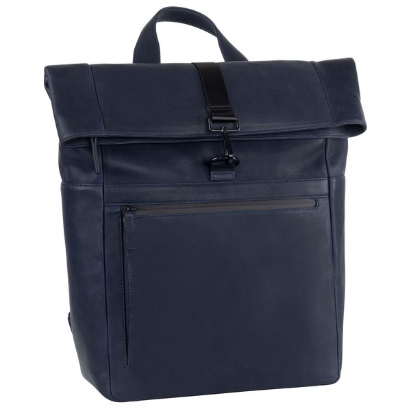 Leonhard Heyden Pelle Zaino Per Il Tempo Libero Zaino Con Scomparto Per Laptop Den Haag Rolltop Backpack Blue-image