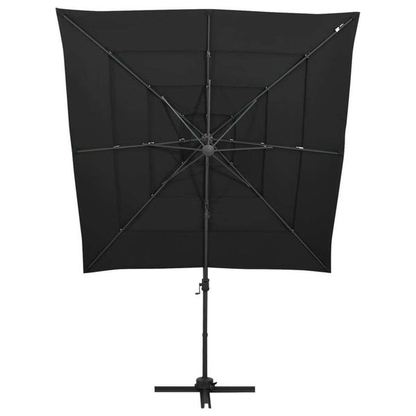 Vidaxl Ombrellone Con Palo In Alluminio A 4 Strati Nero 250X250 Cm-image