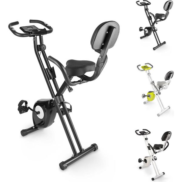 Cyclette Bigzzia, Cyclette Pieghevole, Cyclette Con Schienale, Cyclette Ergometro Con Resistenza Magnetica, Fino A 100 Kg, Nero-image