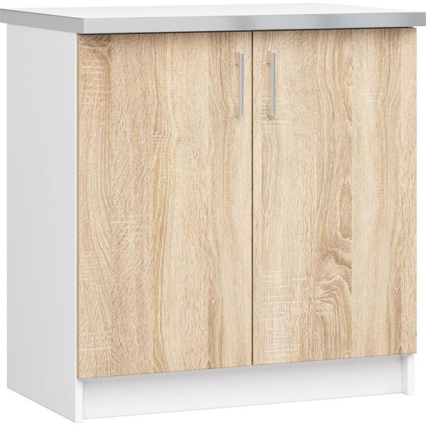 Akord Armadio Lima Con Piano Bianco/Rovere Sonoma 80X45X82 Cm-image