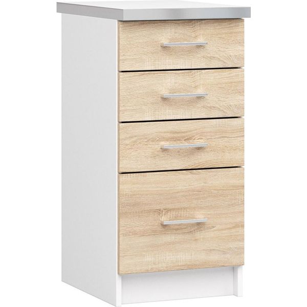Armadio Da Cucina Lima S40Cm Con 4 Cassetti Bianco/Ec Sonoma 40 Cm-image