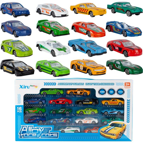 Malplay Auto Giocattolo Per Bambini Set Di Mini Auto 1:64 | Auto Da Corsa Giocattolo Set Regalo | 16 In Un Set-image