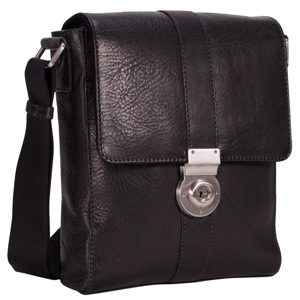 Leonhard Heyden Pelle Borsa A Tracolla Bergamo Messenger Bag Black Nero-image