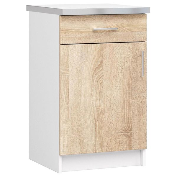 Armadio Da Cucina Lima S50 Bianco/Ek Sonoma Con Cassetto E Ripiani-image