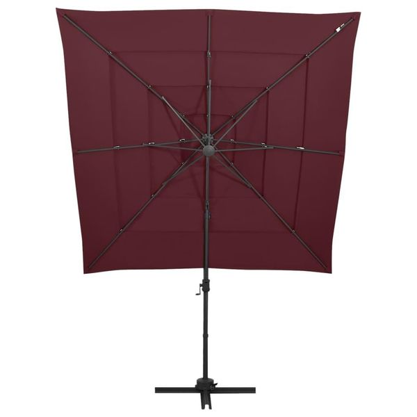 Vidaxl Ombrellone Con Palo In Alluminio A 4 Strati Rosso Bordeaux 250X250 Cm-image