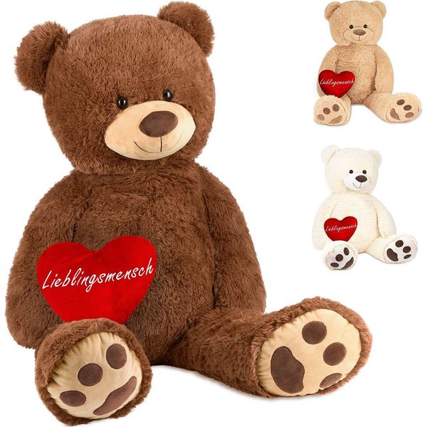 Brubaker Xxl Orsacchiotto 100 Cm Marrone Con Cuore Umano Preferito Peluche Peluche-image