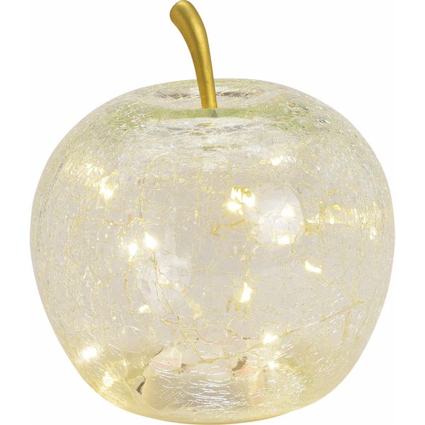 Mela Led In Vetro 16 Cm - Trasparente - Frutta Decorativa In Vetro Rotto A Batteria Con Timer-image