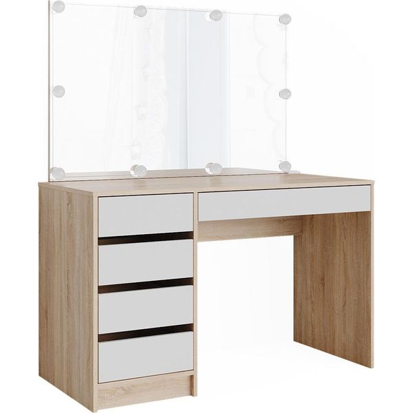 Vicco Tavolo Da Toeletta Sherry, 120 Cm Con Illuminazione A Led, Sonoma/Bianco-image