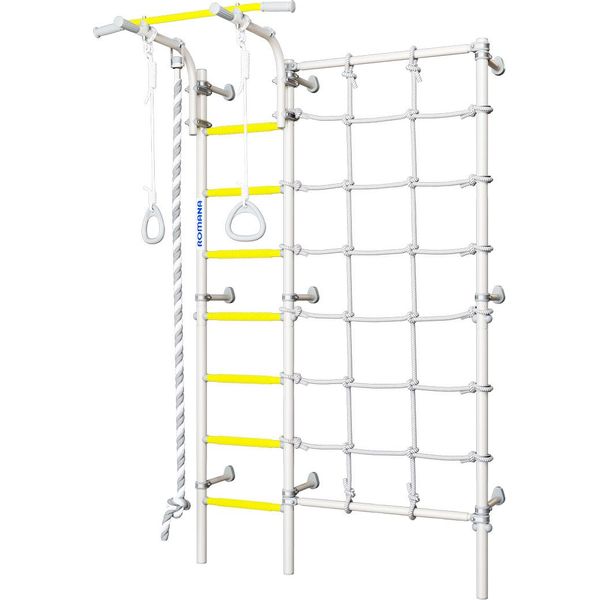 Barre Da Parete Per La Stanza Dei Bambini Next-3 Argento - Giallo | Parete Da Arrampicata | Attrezzatura Da Ginnastica | Montaggio A Parete-image