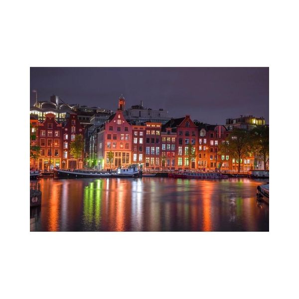 Amsterdam By Night Xl Puzzle Di Legno, Città Di Legno, 600 Pezzi-image
