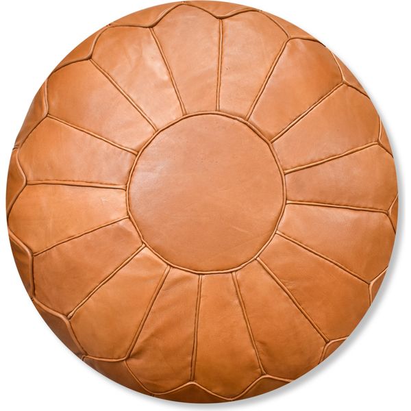 Pouf&Pillows Xl In Vera Pelle - Marrone Sabbia - Fatto A Mano - Consegnato Riempito - Pouf Ottomano A Sacco-image