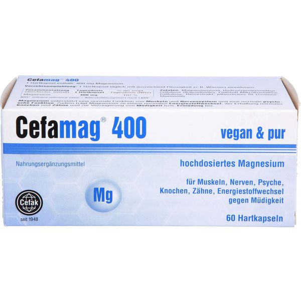 Cefamag 400 Capsule Per Muscoli, Nervi, Psiche, Ossa, Denti E Metabolismo Energetico Contro La Stanchezza, 60 Capsule-image