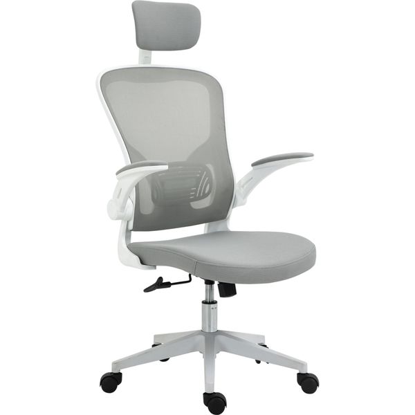 Vinsetto Sedia Da Ufficio Sedia Ergonomica Da Scrivania Con Funzione Di Dondolo Schienale Alto Supporto Lombare Poggiatesta Braccio Ribaltabile Casa Ufficio Grigio 65 X 64 X 114-122 Cm-image