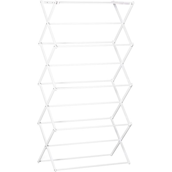 Homcom Stendibiancheria Pieghevole A 8 Livelli Stendibiancheria In Metallo E Plastica Bianco 74 X 35 X 144 Cm-image