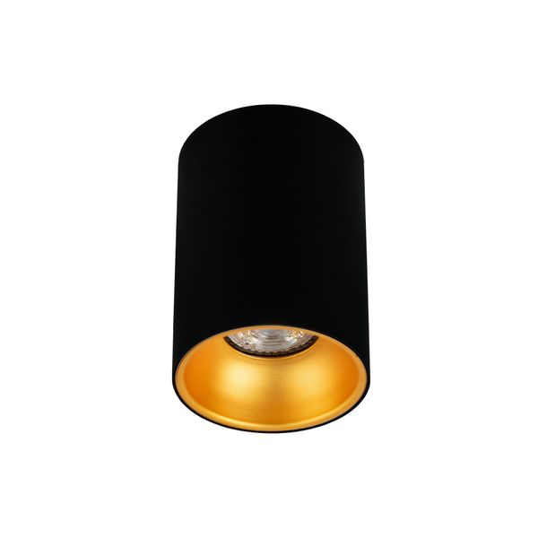 Edo Zama Faretto Da Superficie GU10 Rotondo Ø85Mm Nero/Oro Plafoniera IP20-image