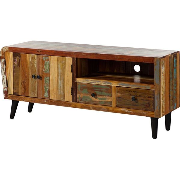 MASSIVMOEBEL24 | Sixties #116 Mobile Tv In Legno Riciclato - Laccato / Multicolore 160X45X70-image