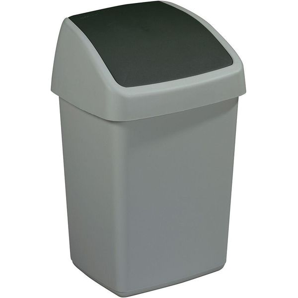 Sunware | Cestino Per Rifiuti Con Coperchio Basculante | 10 L | Grigio Argento-image