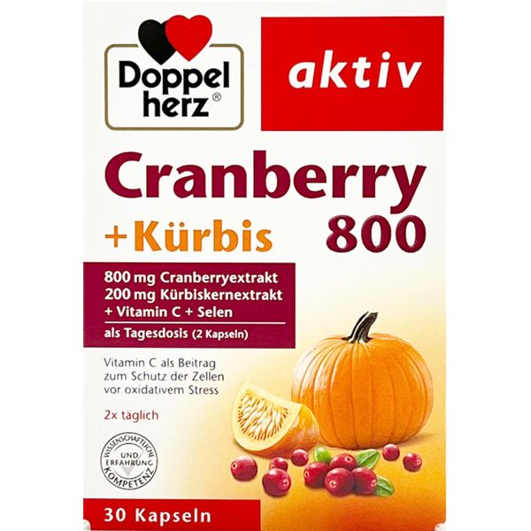 Doppelherz Cranberry 800 + Zucca + Vitamina C + Selenio - La Vitamina C Contribuisce Alla Protezione Delle Cellule Dallo Stress Ossidativo - 30 Capsule-image