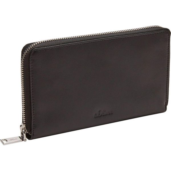S.Oliver Pelle Portafoglio Portemonnaie Wallet Extra Large Grey / Black Nero-image