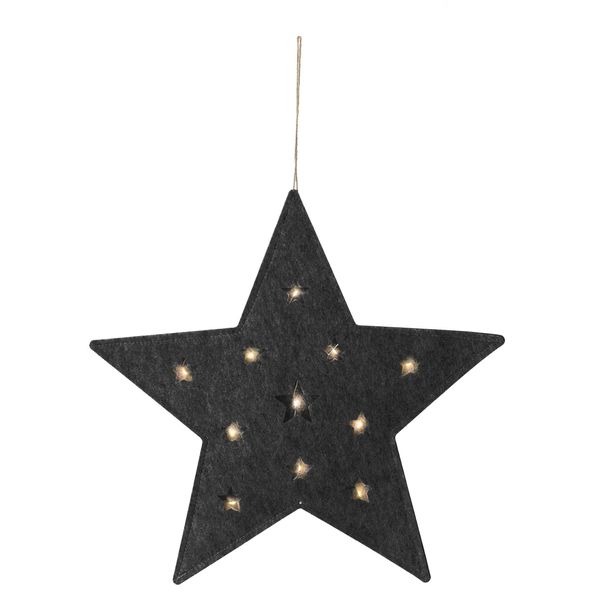 Stella In Feltro Con 12 Led - Circa 45 Cm - Funzionamento A Batteria Con Timer-image