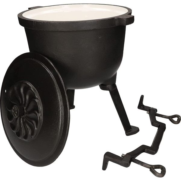 Kotarbau® Bollitore In Ghisa 4 L Smaltato Bollitore Solido Per Caminetti Con Coperchio A Tenuta Stagna-image